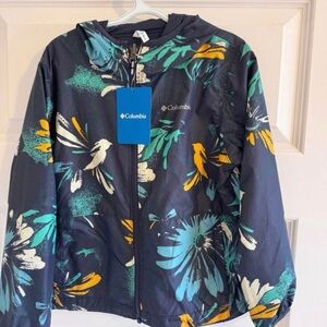 Columbia Kids Floral Raincoat - Navy and Teal